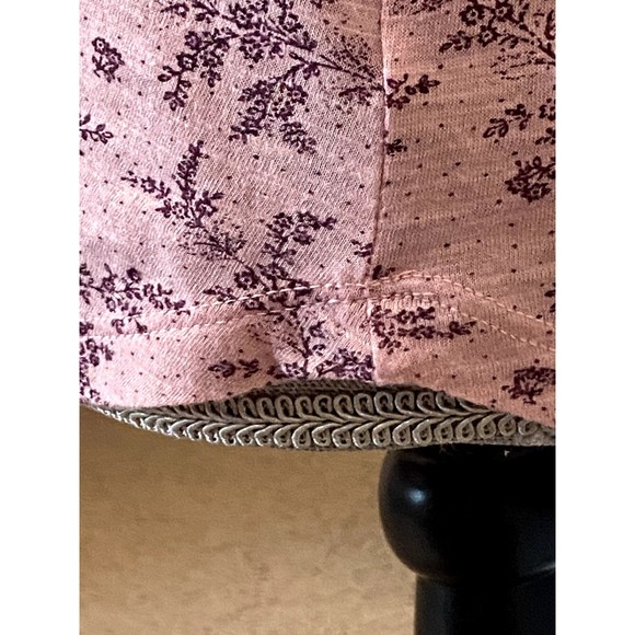 Lucky Brand pink floral Peasant Boho Mixed media V neck  ruffle blouse top SZ L - Picture 5 of 13